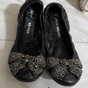 Black Bejeweled Ballet Shoes